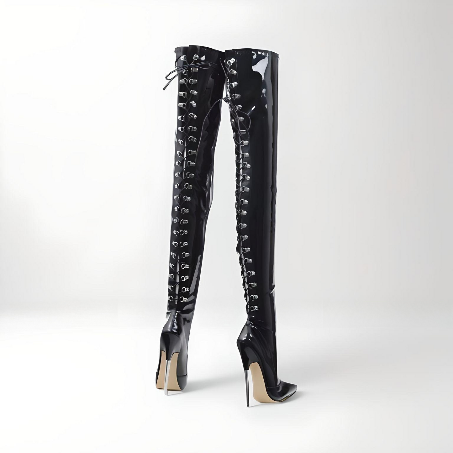 Bottes fétichistes à talons aiguilles en métal 16-19 cm