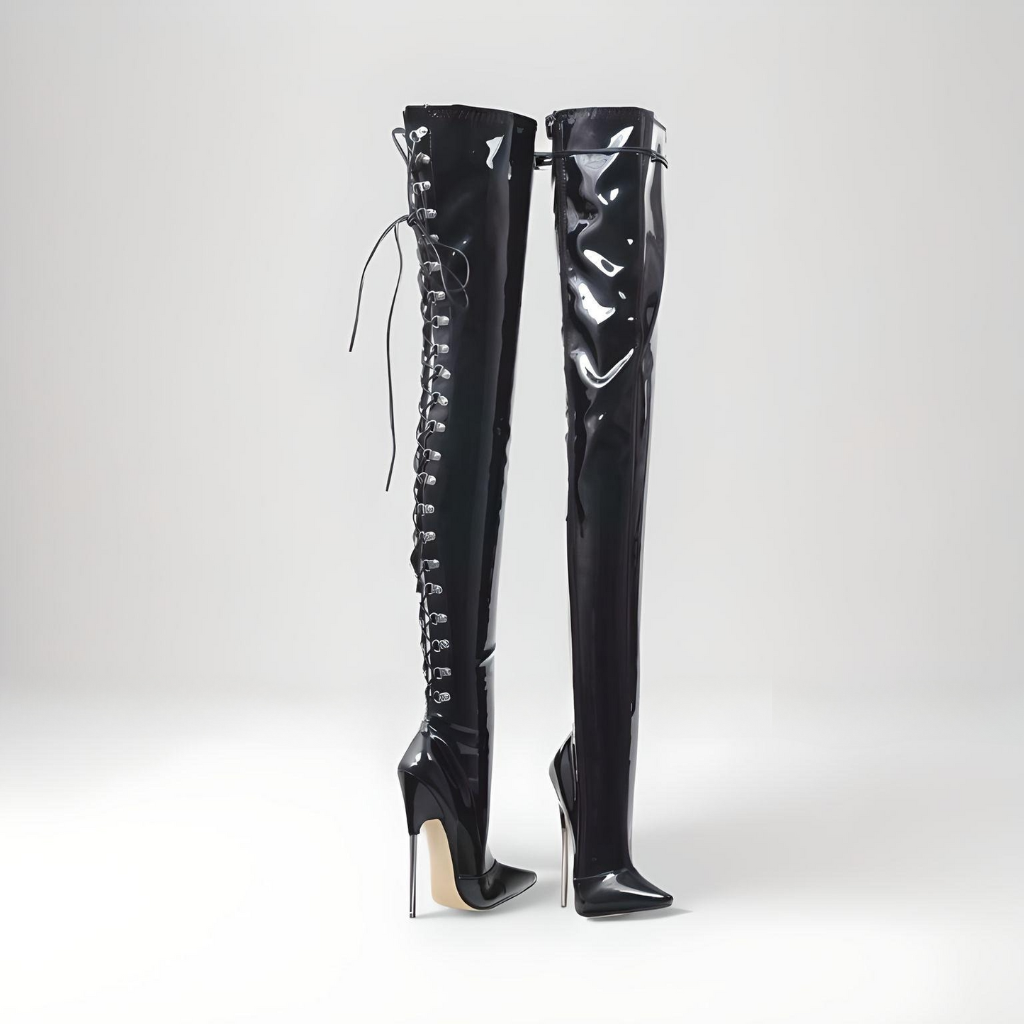 Bottes fétichistes à talons aiguilles en métal 16-19 cm