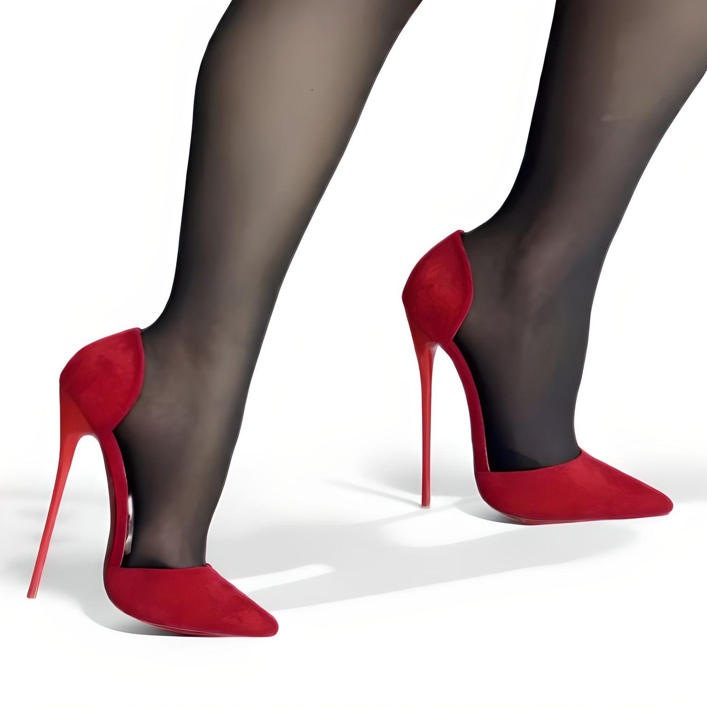 D'Orsay suede fetish extreme stiletto pointed pumps