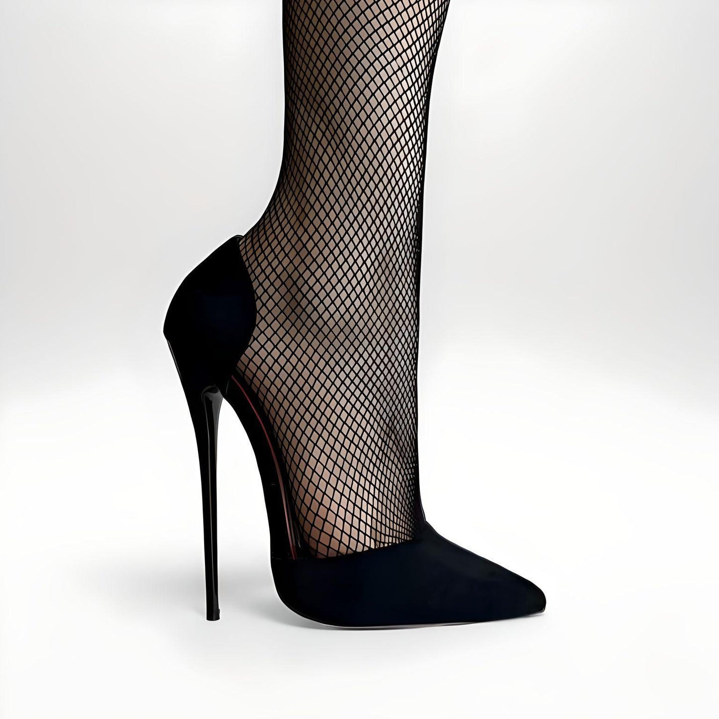 D'Orsay suede fetish extreme stiletto pointed pumps