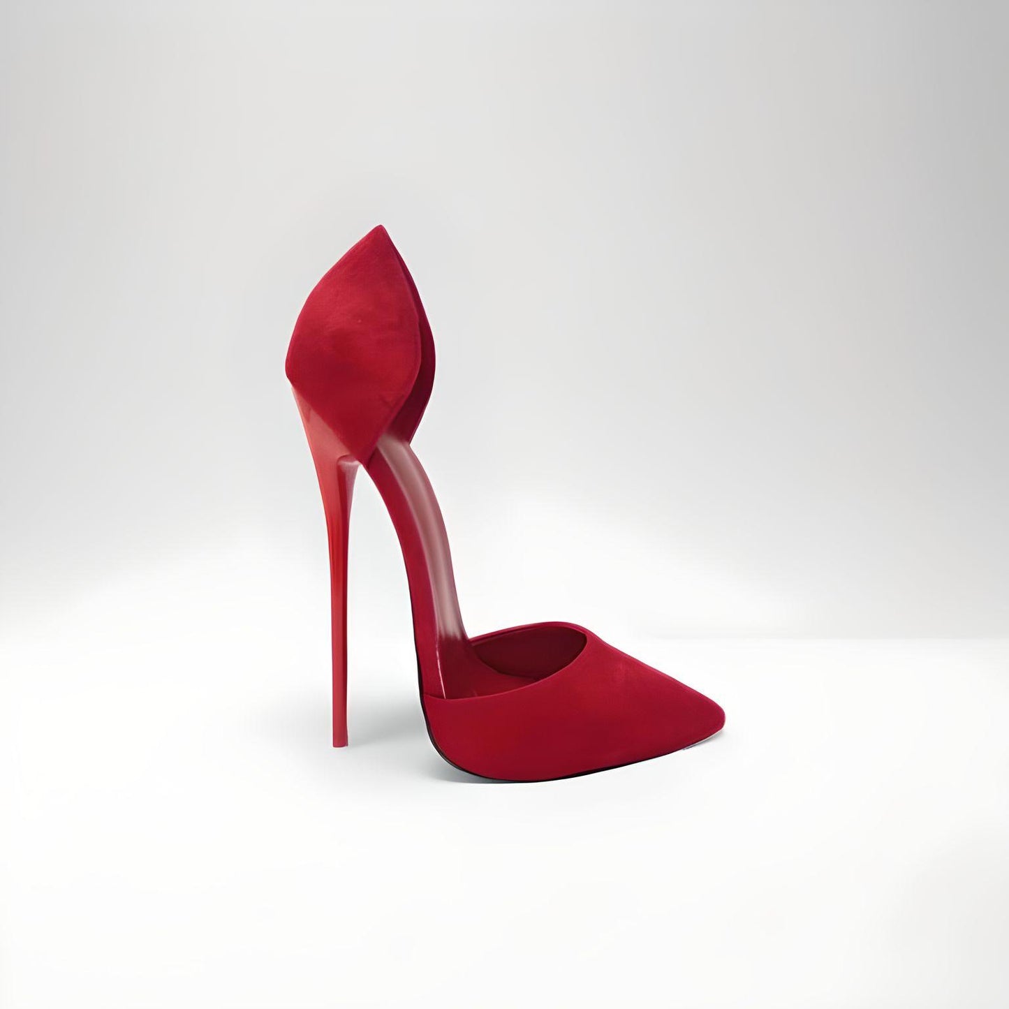 D'Orsay suede fetish extreme stiletto pointed pumps