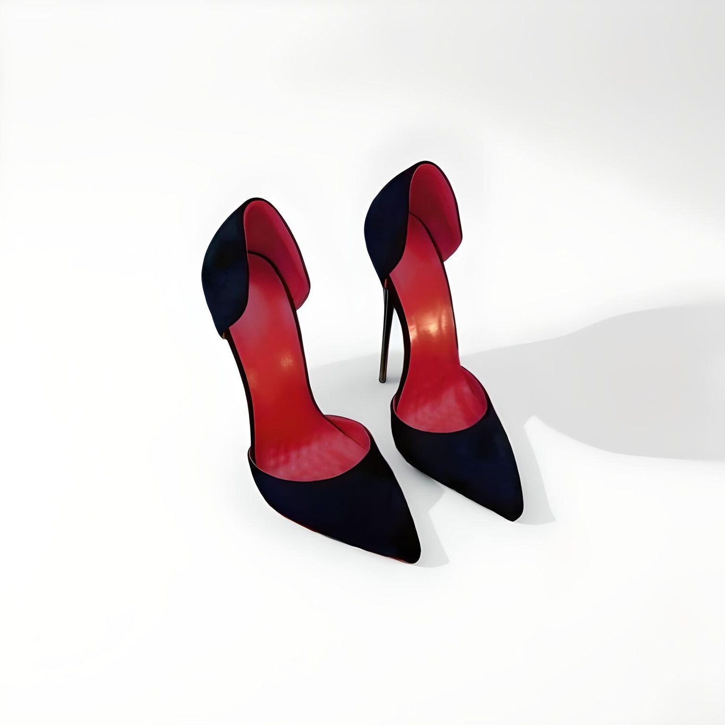 D'Orsay suede fetish extreme stiletto pointed pumps