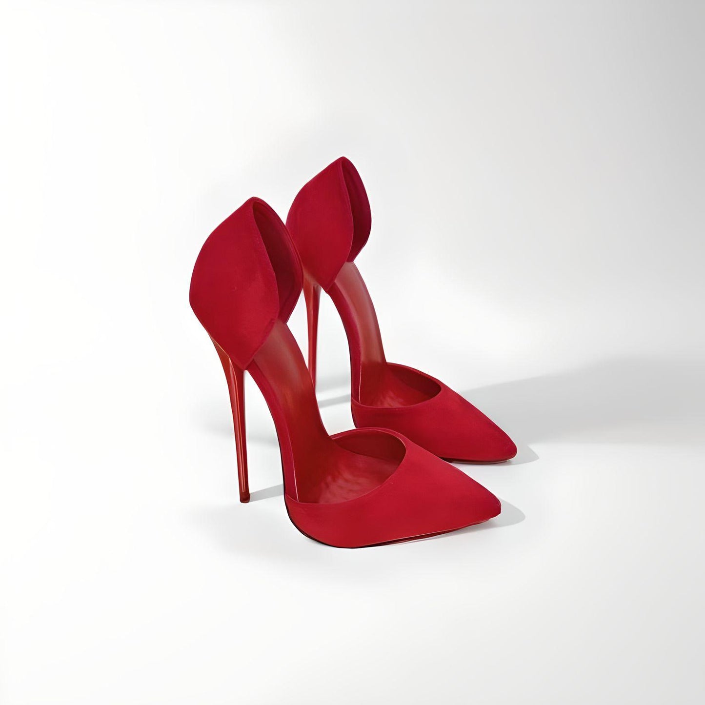 D'Orsay suede fetish extreme stiletto pointed pumps