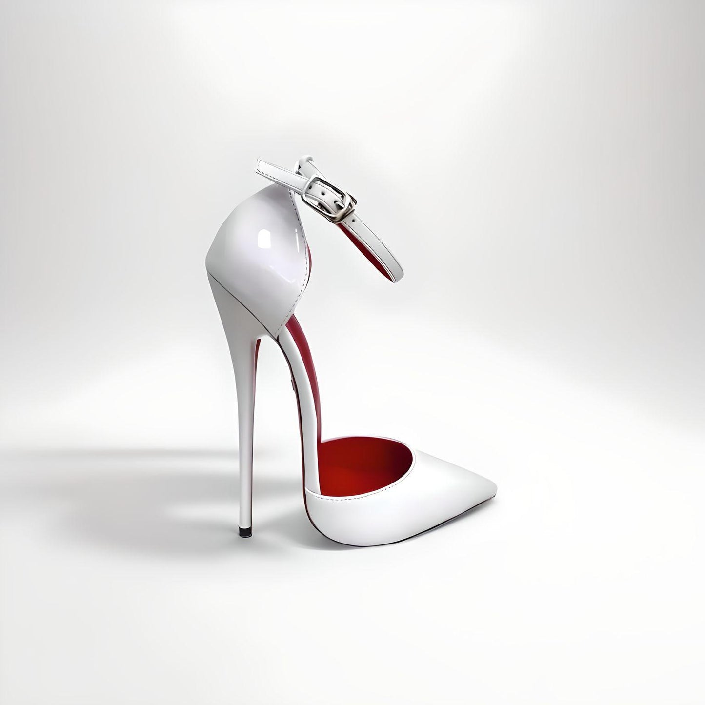 Patent fetish ankle strap stiletto pointed pumps 16cm 6"