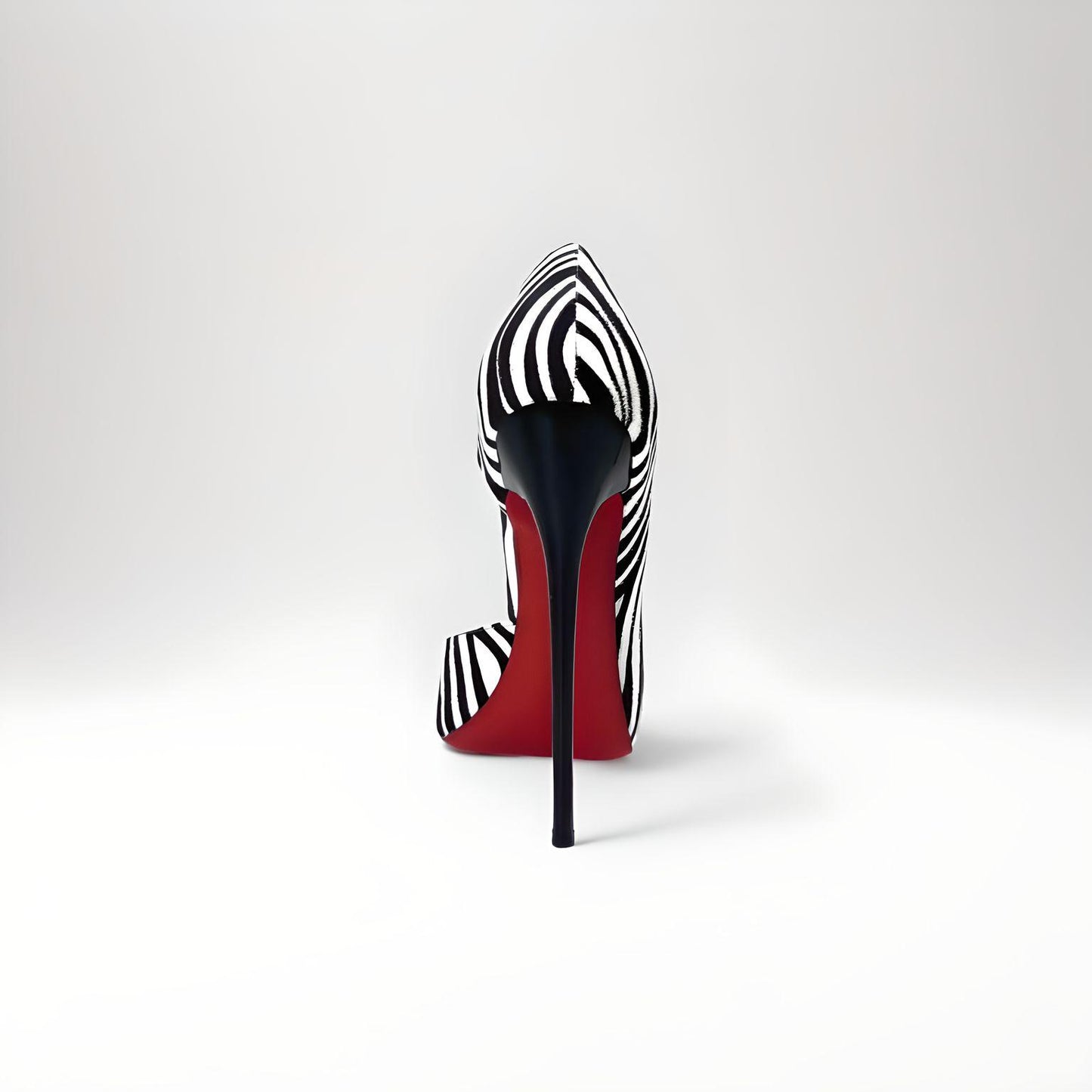 D'Orsay zebra print peep toe stiletto pumps