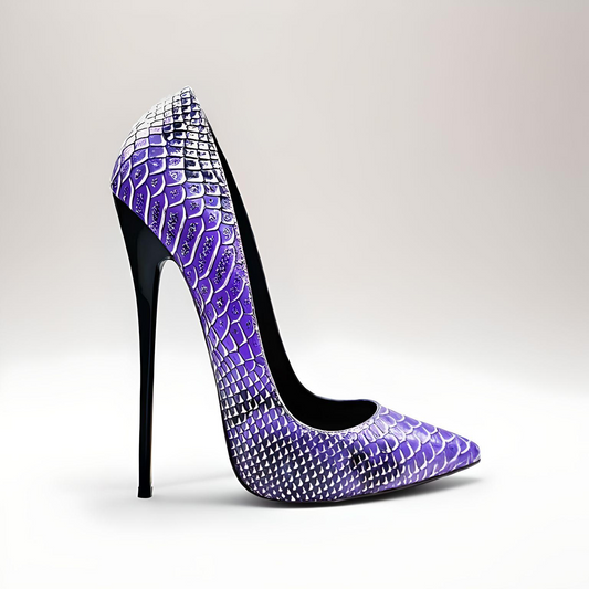 Snakeskin fetish ultra stiletto pointed pumps 16cm 6"