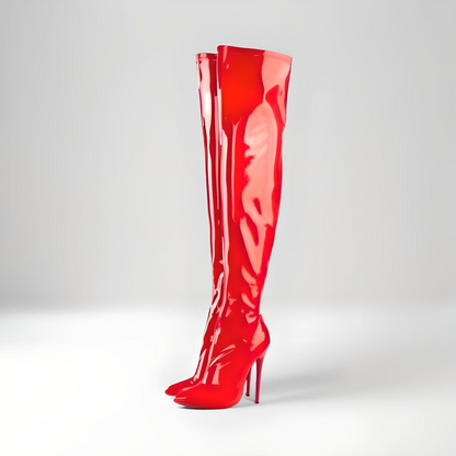 Stiletto heel patent crotch boots 4.7"/12cm