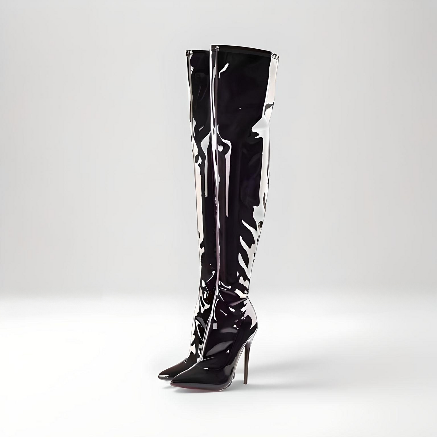 Stiletto heel patent crotch boots 4.7"/12cm