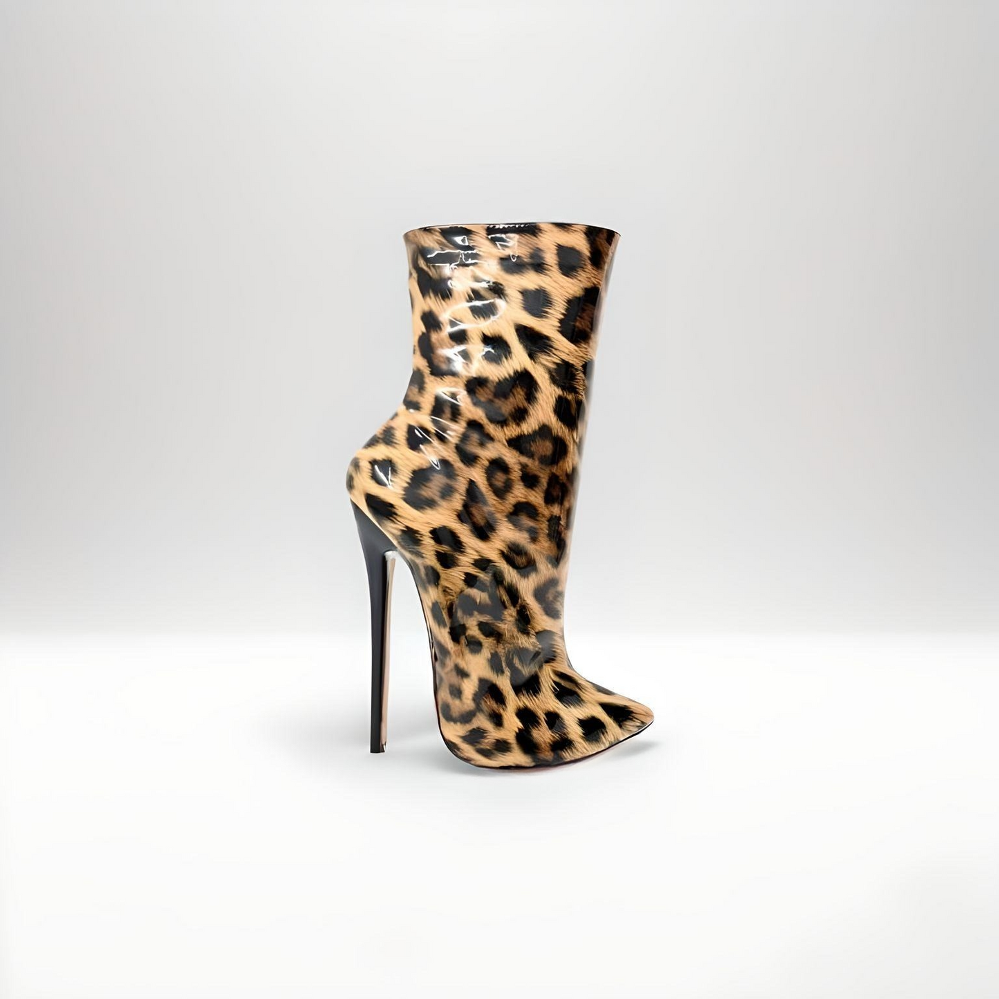 Ultra high heel stiletto leopard print ankle boots 16cm 6"