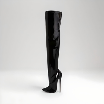 Stiletto heel patent crotch boots 6"/16cm