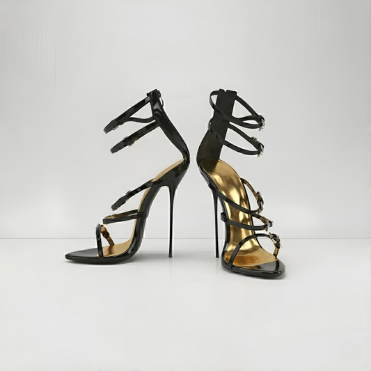 Ultradünne Sandalen mit Stilettoabsatz aus Metall, 13 cm oder 16 cm