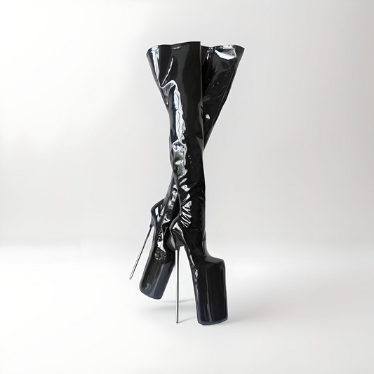 Fetish extreme metal heel crotch boots 30cm 11.8"