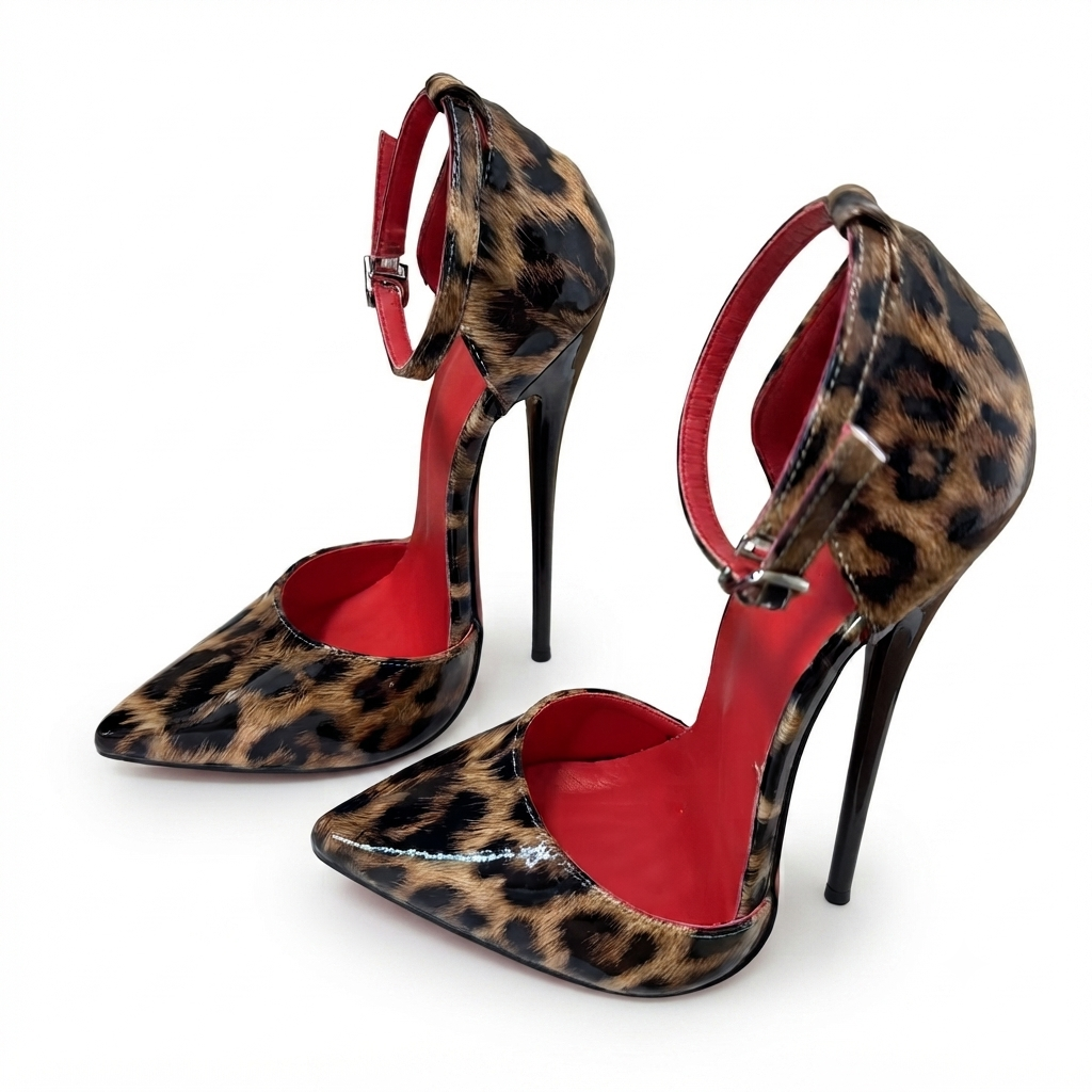 Pointed d'orsay stiletto ankle strap pumps
