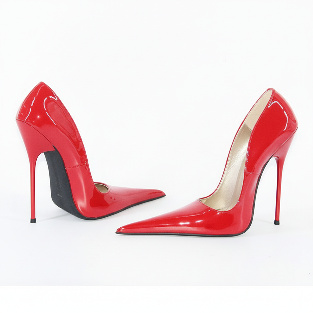 Extreme pointy toe real leather stiletto pumps 12-16cm high heels