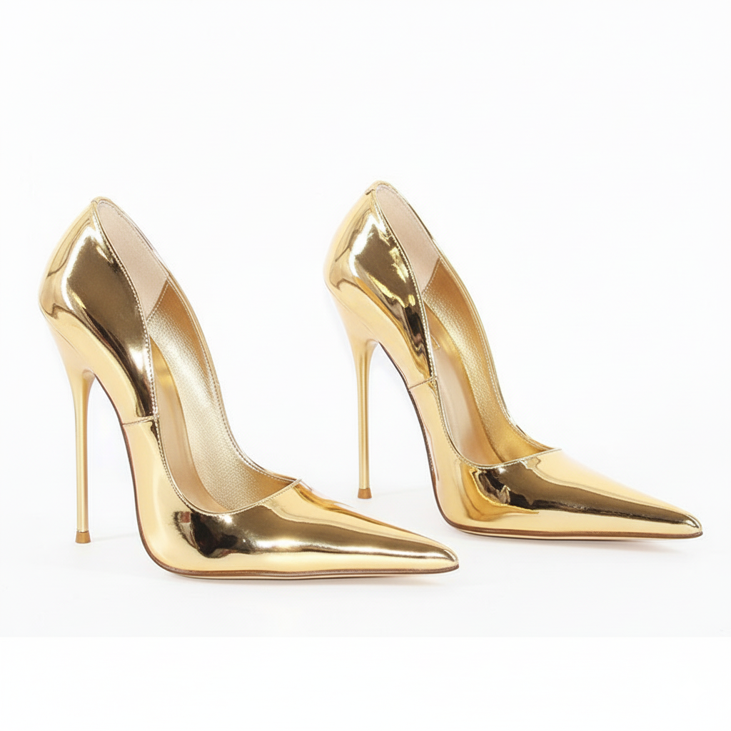 Extreme pointy toe real leather stiletto pumps 12-16cm high heels