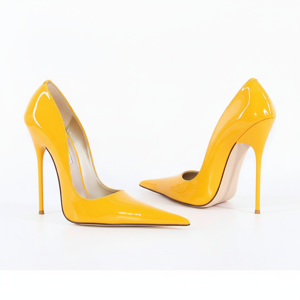 Extreme pointy toe real leather stiletto pumps 12-16cm high heels