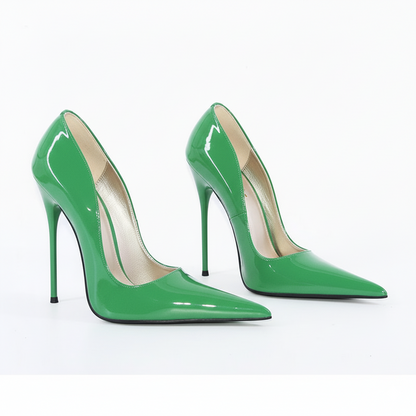 Extreme pointy toe real leather stiletto pumps 12-16cm high heels