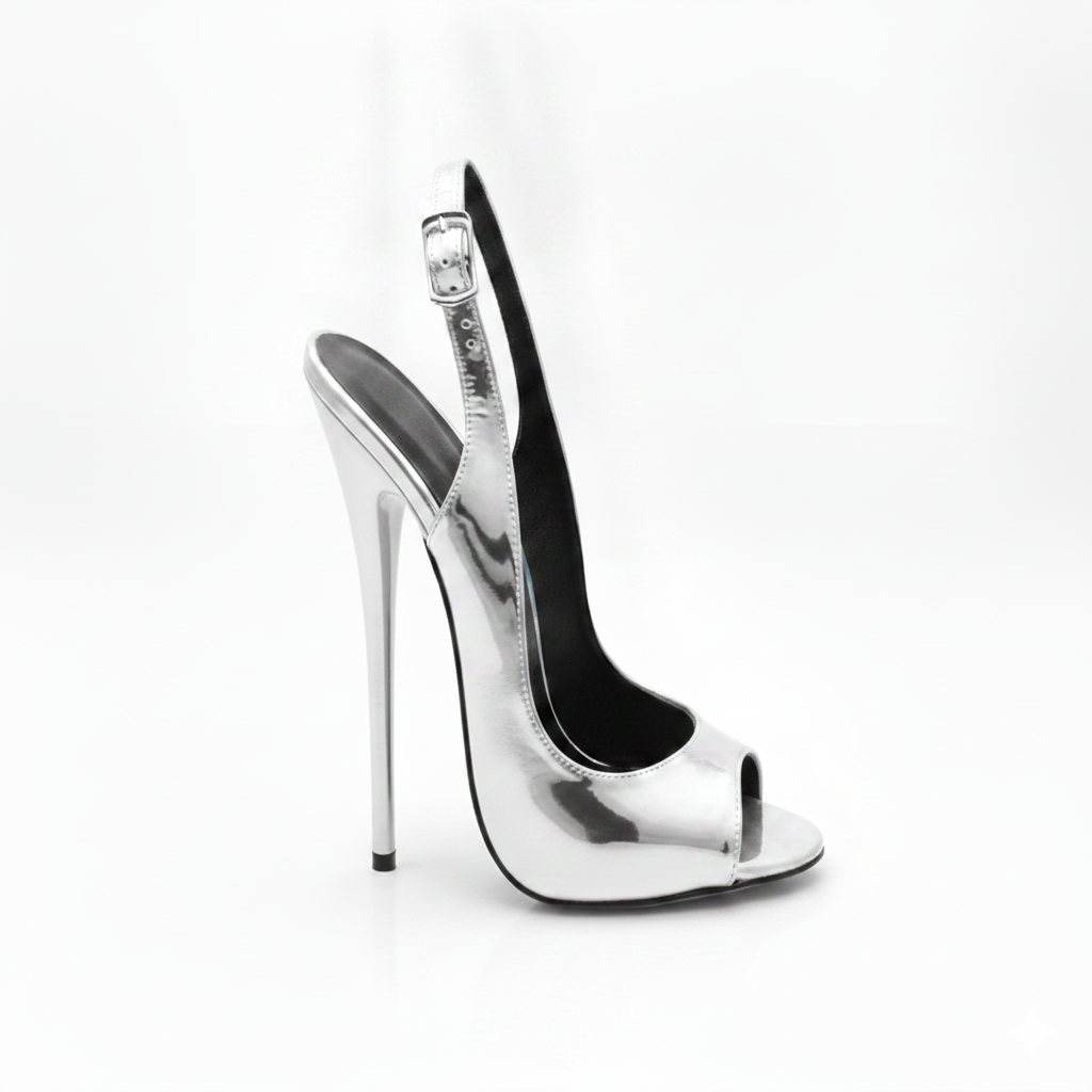 Peep toe high heel stiletto slingback pumps