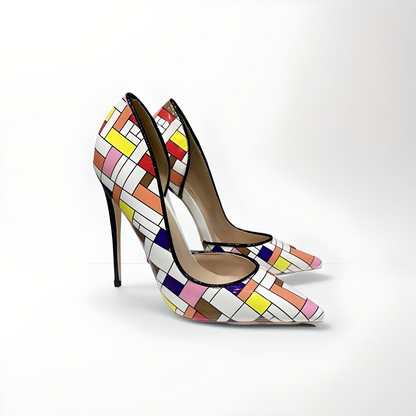 D'Orsay chequered stiletto pumps