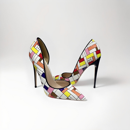 D'Orsay chequered stiletto pumps