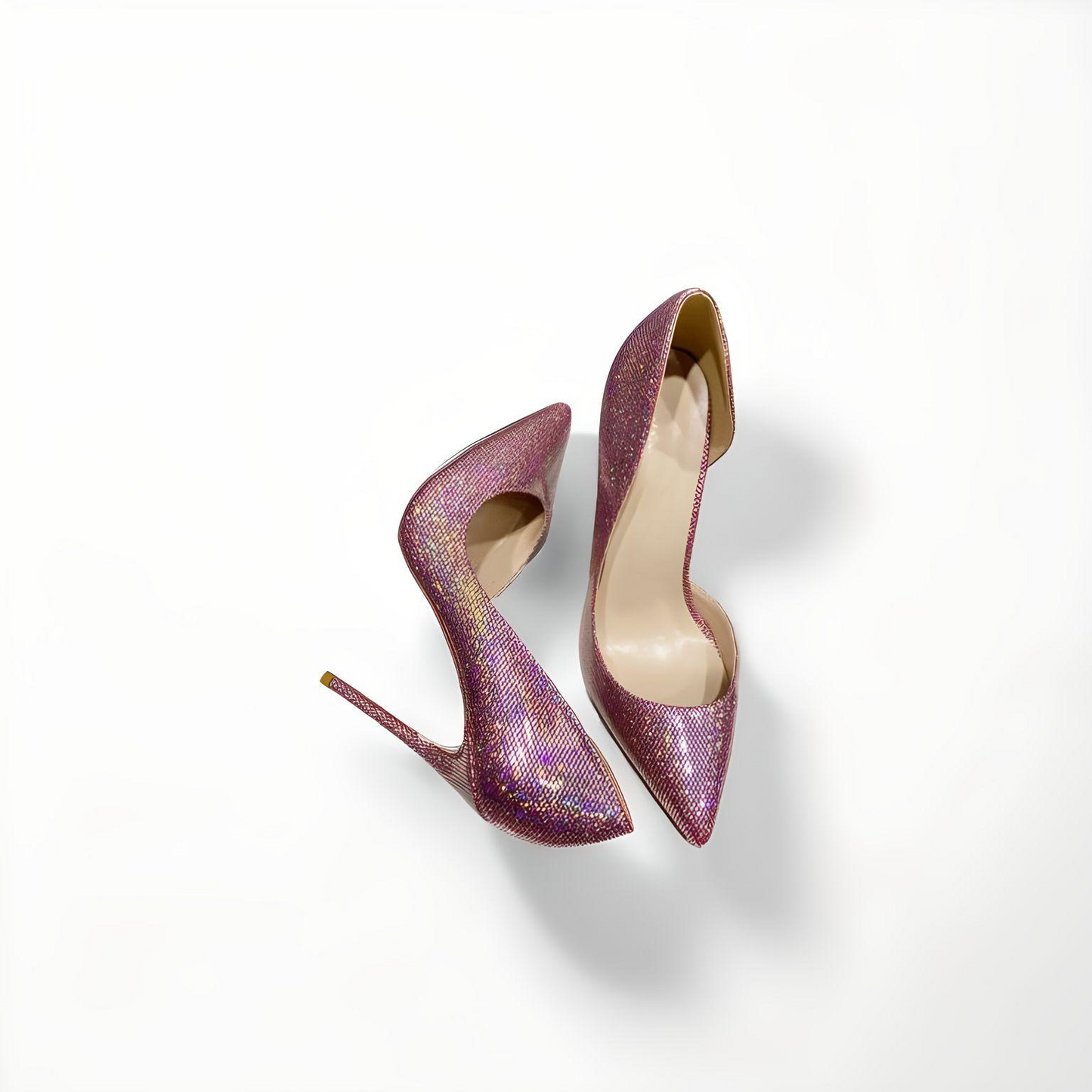 D'Orsay sparkly pink stiletto pumps