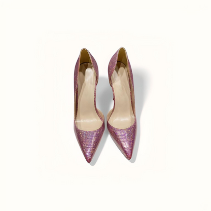 D'Orsay sparkly pink stiletto pumps