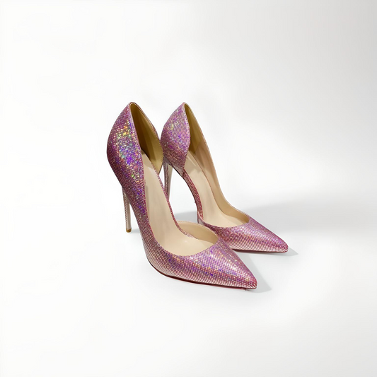 D'Orsay sparkly pink stiletto pumps