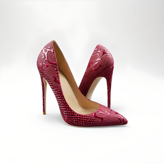 Faux reptile skin stiletto pumps