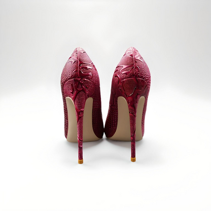 Faux reptile skin stiletto pumps