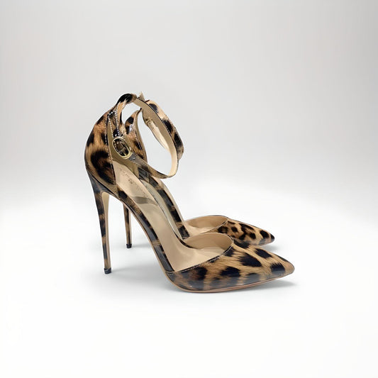 D'Orsay stiletto sandals animal print