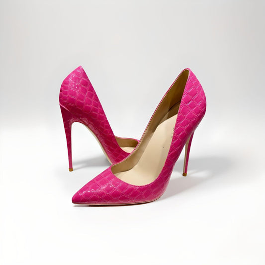 Mock crock stiletto pumps