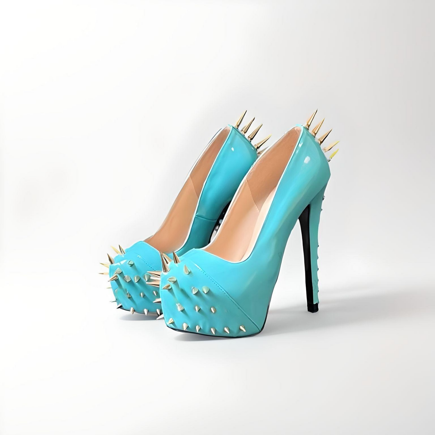 Fetish extreme platform stiletto with studs/spikes