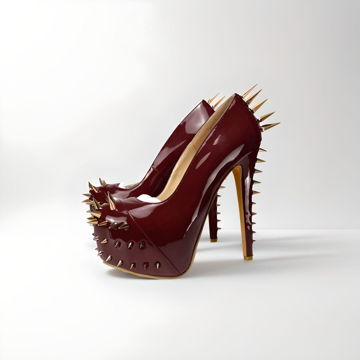 Fetish extreme platform stiletto with studs/spikes