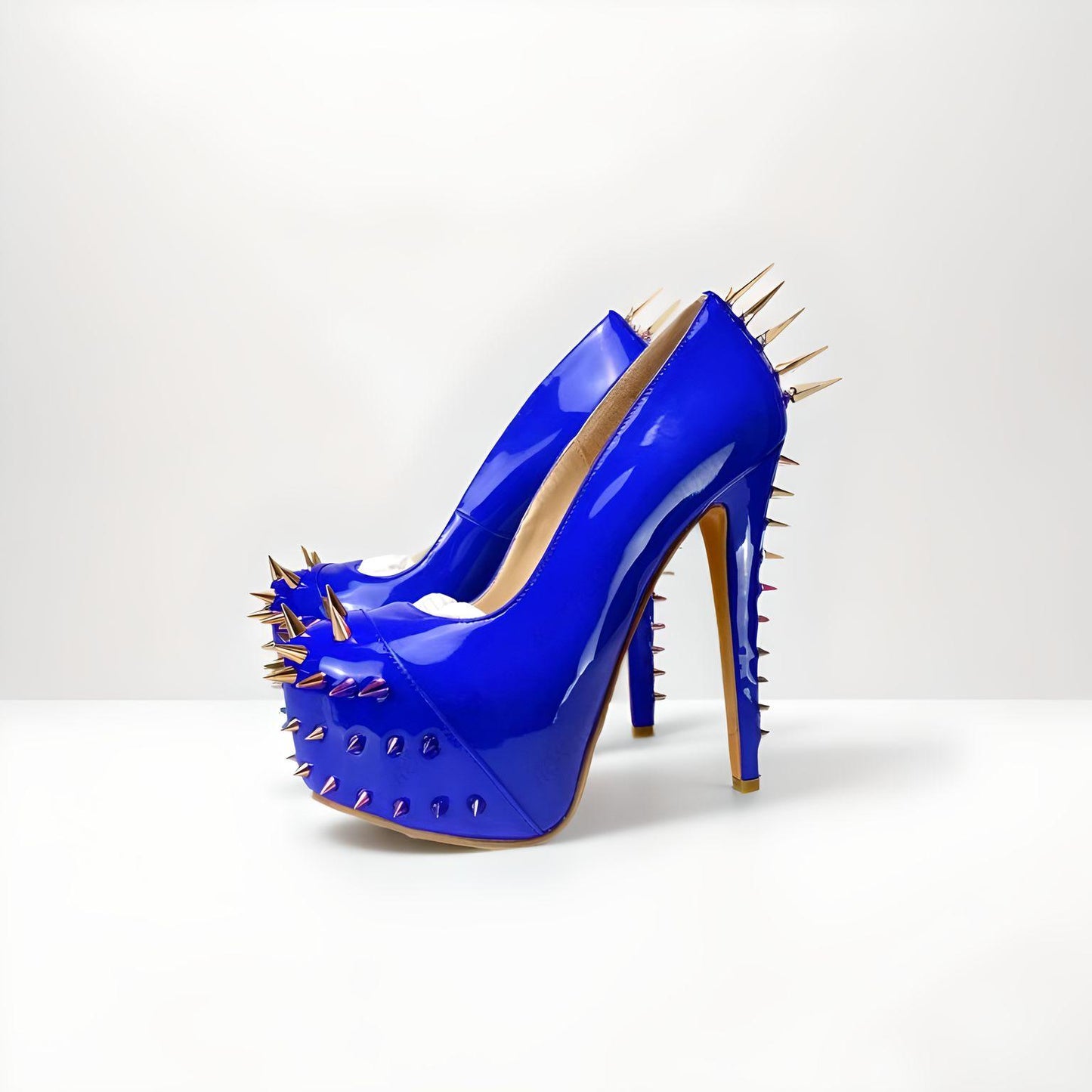 Fetish extreme platform stiletto with studs/spikes