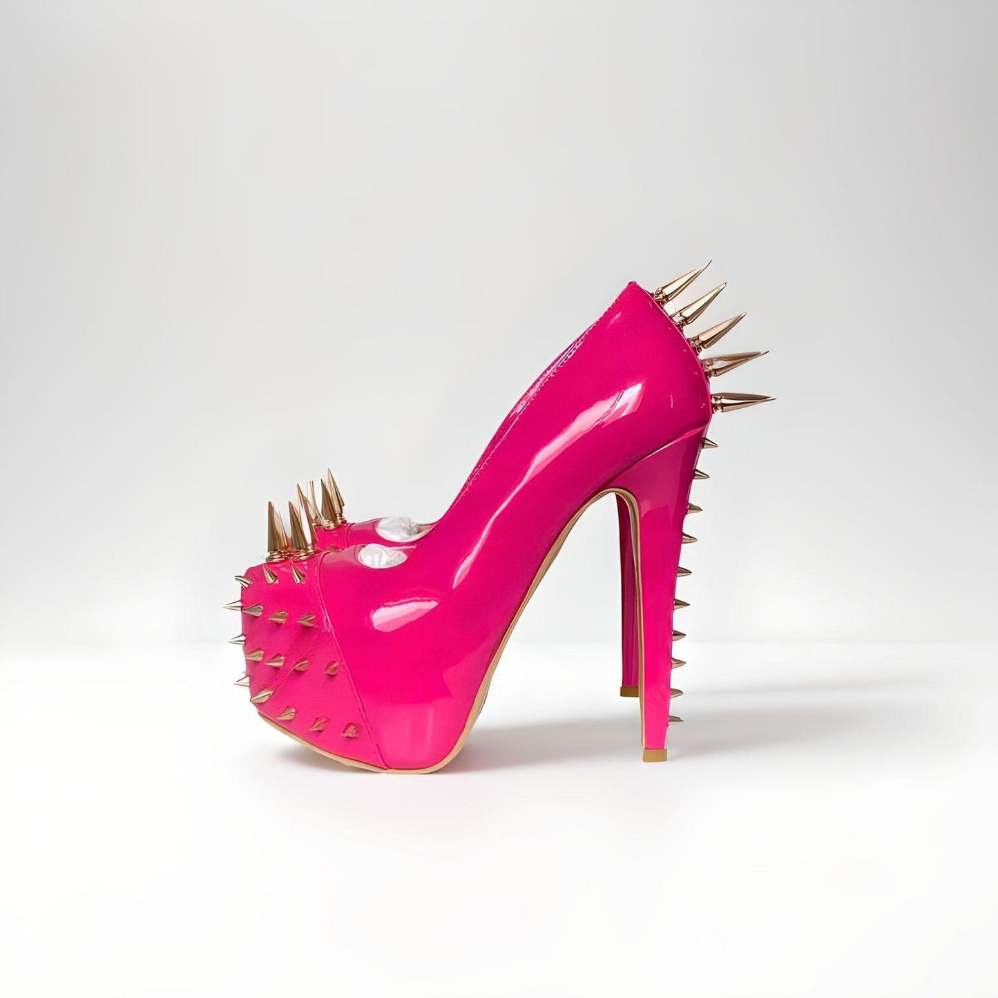 Fetish extreme platform stiletto with studs/spikes