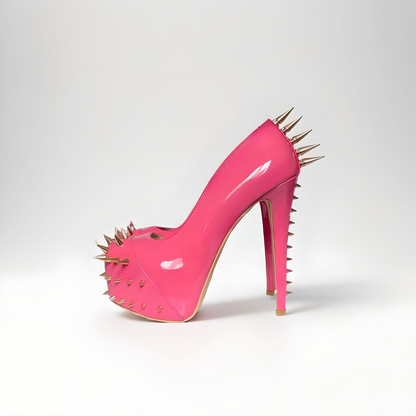 Fetish extreme platform stiletto with studs/spikes