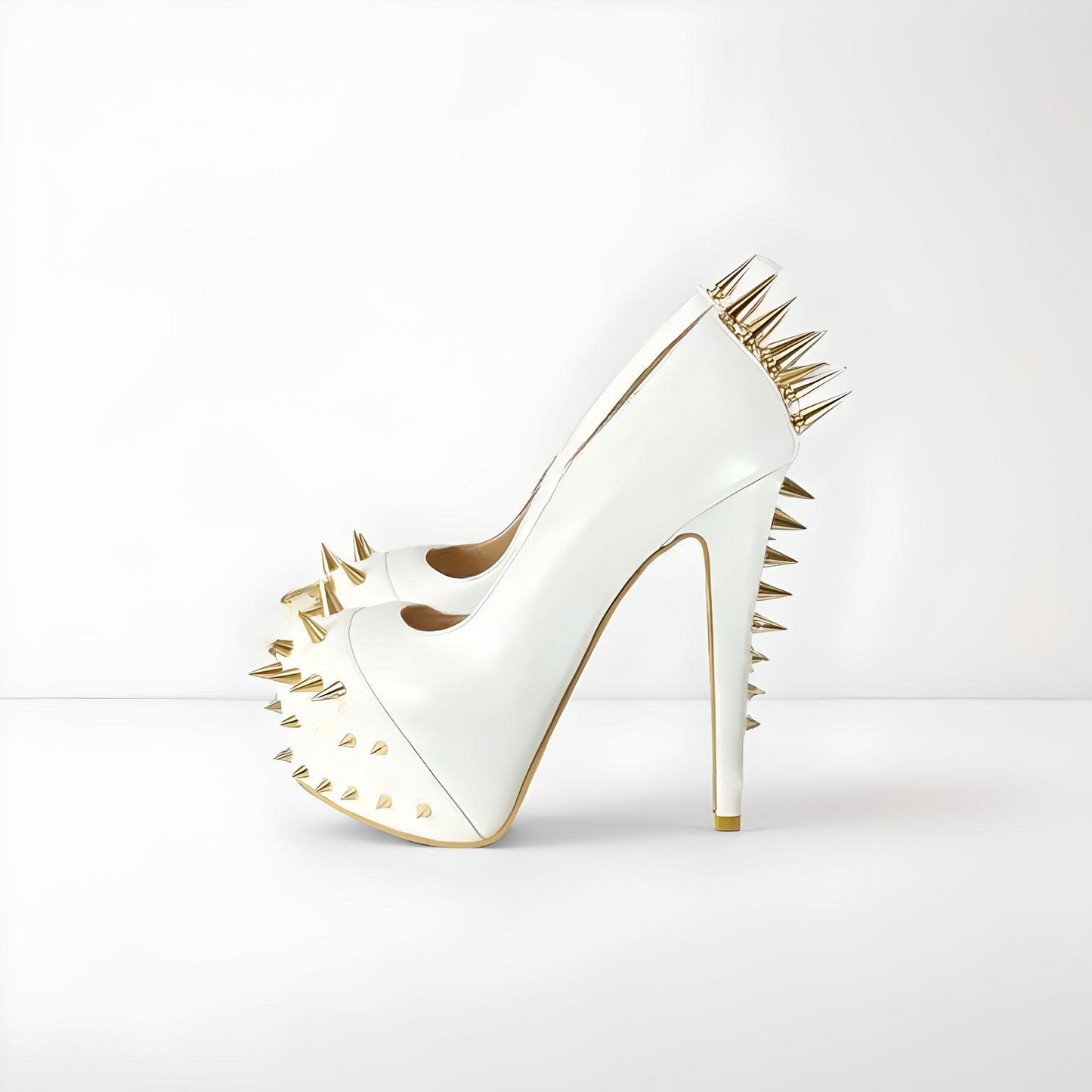 Fetish extreme platform stiletto with studs/spikes