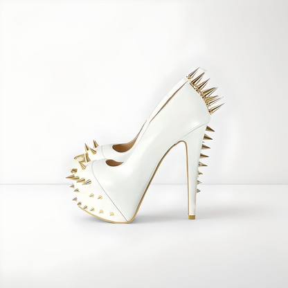 Fetish extreme platform stiletto with studs/spikes