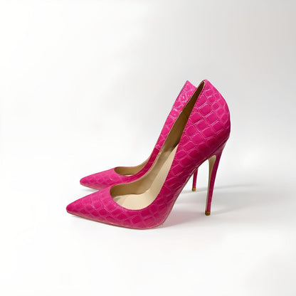 Mock crock stiletto pumps