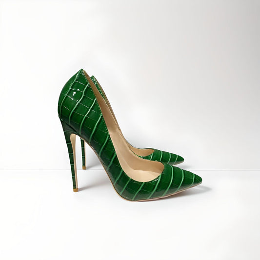 Mock croc stiletto pumps