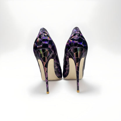 Purple hologram stiletto pumps