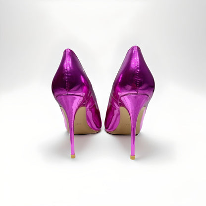 Metallic purple stiletto pumps