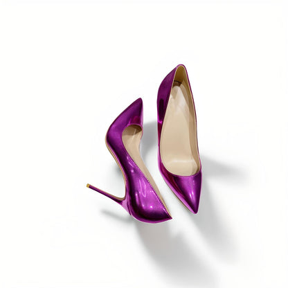 Metallic purple stiletto pumps