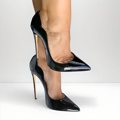 Scalloped design stiletto pumps