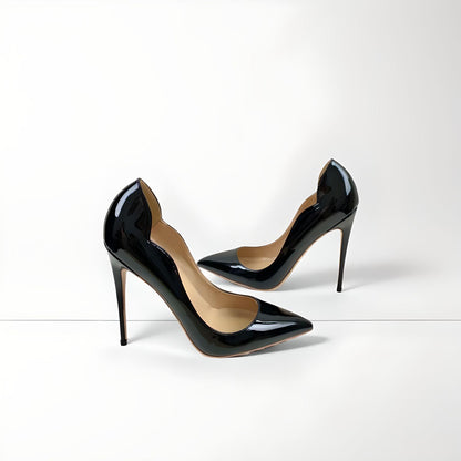 Scalloped design stiletto pumps