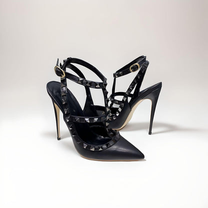 Rivet spike stiletto pumps