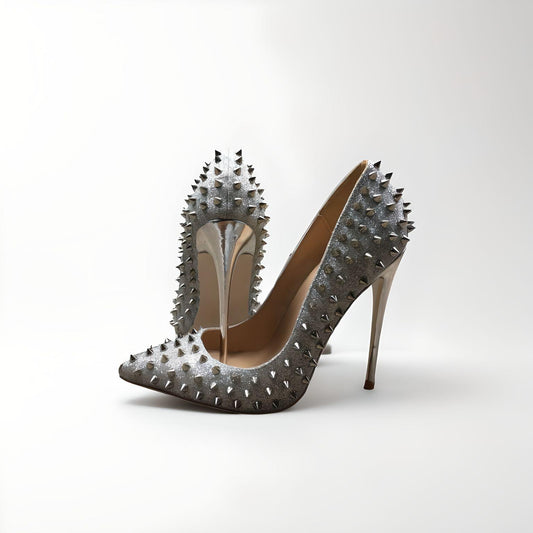 Rivet spike stiletto pumps