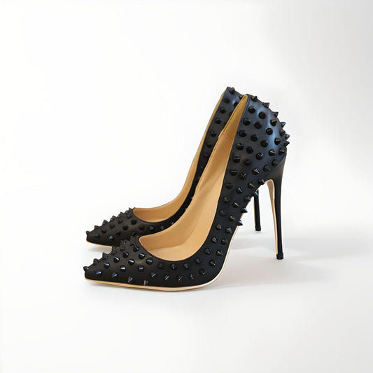 Rivet spike stiletto pumps