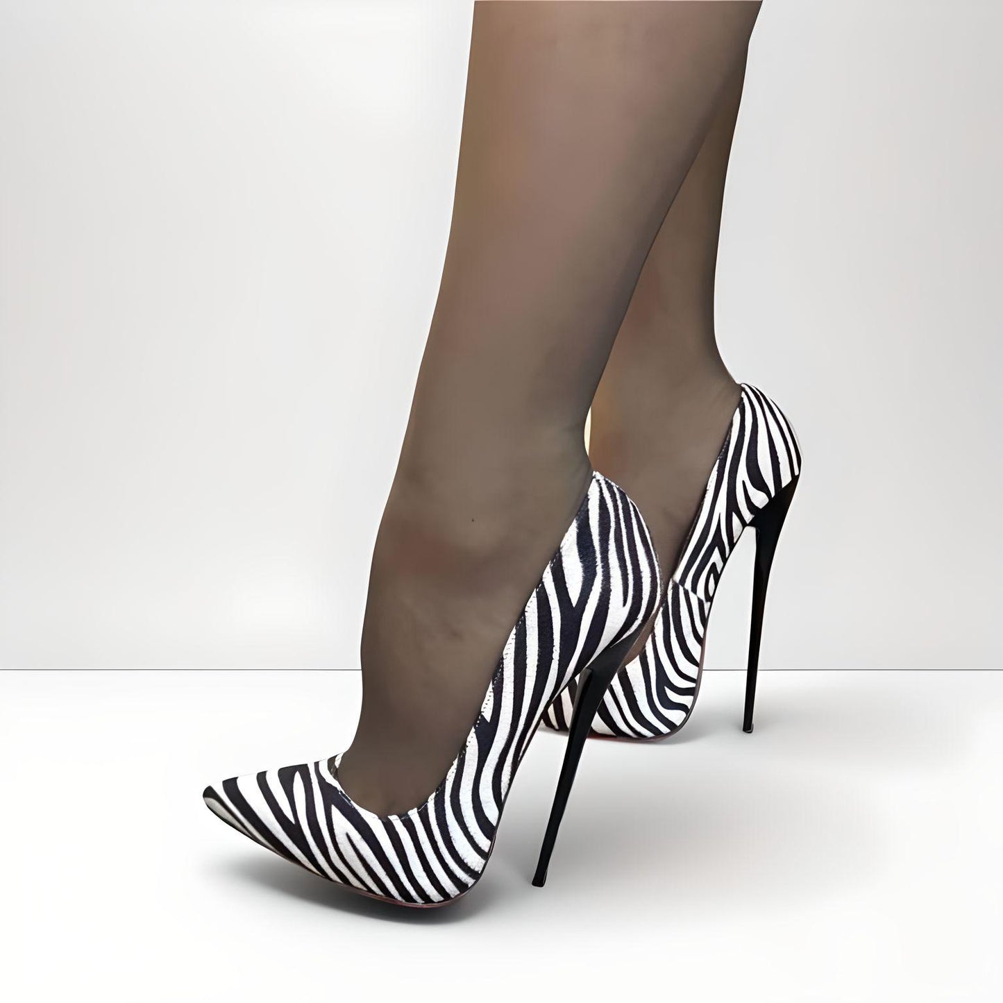 Animal print fetish extreme stiletto pointed pumps