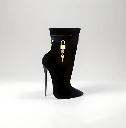 Ultra high heel stiletto faux suede ankle boots 16cm 6" EU 41- SALE